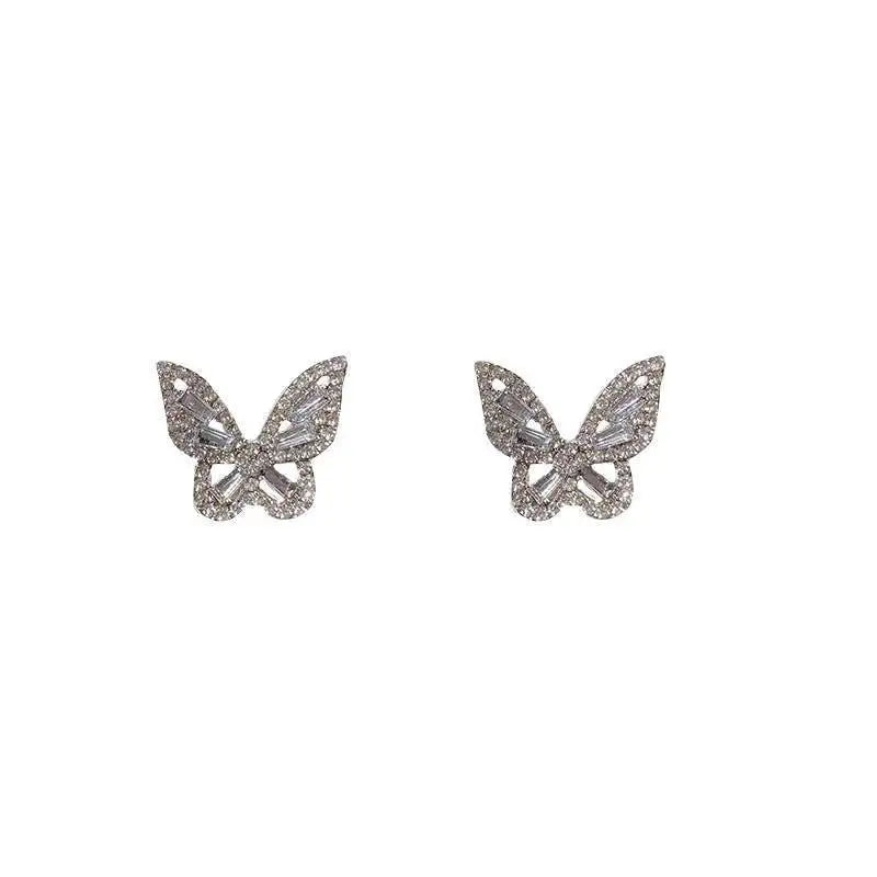 Trendy Shining Butterfly Adjustable Opening Ring For Women Crystal Acrylic Inlay Fashion Party Hand Accessories Jewelry