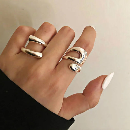 XINYI 925 Sterling Silver Smooth Rings For Women hollow out chain Jewelry Beautiful Finger Open Rings For Party Birthday Gift