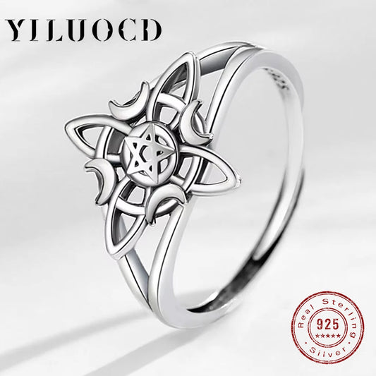 Original 925 Sterling Silver Witch Knot Open Ring for Women Celtic Knot Witchcraft Amulet Ring Hypoallergenic Wicca Jewelry