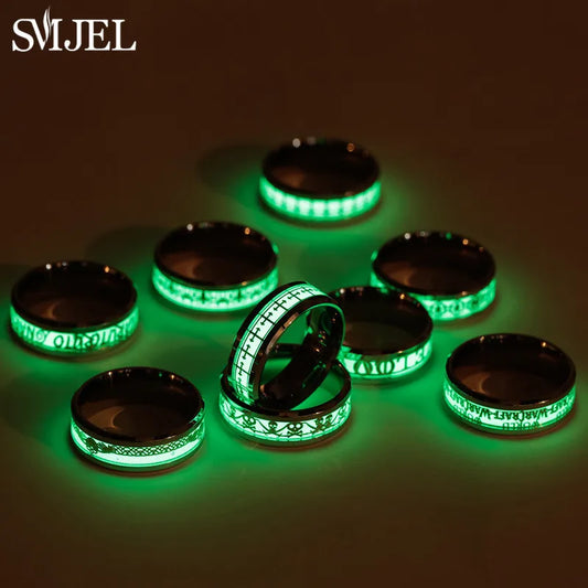 SMJEL Fashion Dragon Totem Luminous Ring for Women Men Fluorescent Ring Glow In Dark Adjustable Couple Finger Rings Jewelry Gift